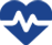 A blue heart with an arrow going through it.